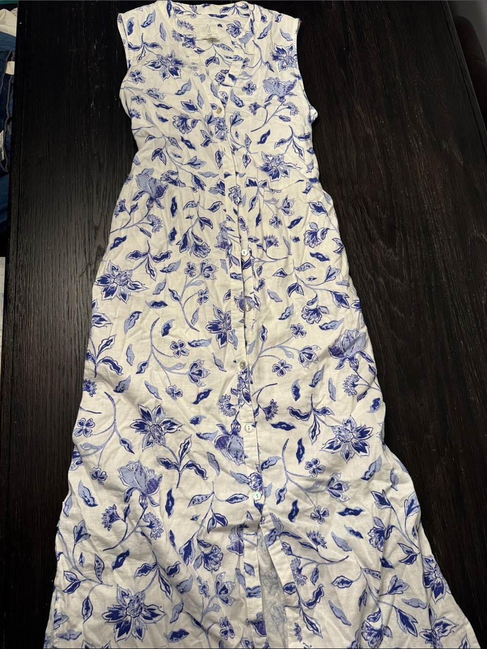 Joie White Midi Dress with Blue Floral Print